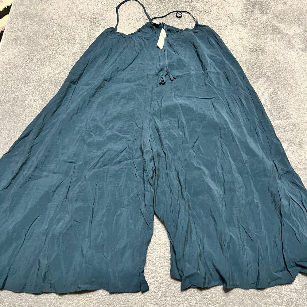 Akemi + Kin Anthropologie Jumpsuit Womens Small Teal Green Tank Wide Leg